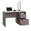 Vynxaria Modern Desk - Medium Grey Finish, 2 Spacious Drawers, Open Shelf, Integrated Cord Management - 3 of 4