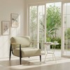 FurnitureR Mid-Century Modern Accent Chair, Beige Upholstered Armchair with Solid Oak Frame, Comfy Reading Chair for Living Room, Bedroom, Office - 4 of 4