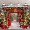 10x8ft Fabric Christmas Backdrop Winter Forest Wooden Barn Door North Pole Snowy Xmas Tree - 2 of 4