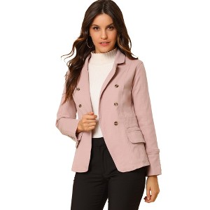 Allegra K Women's Regular Fit Casual Lapel Long Sleeve Denim Pockets Blazer - 1 of 4