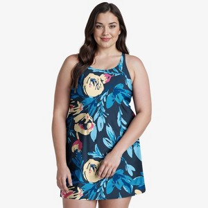 Calypsa Women's Plus Size Lexi Tankini UPF 50+ Swim Tunic - 1 of 3