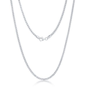 Links of Italy Sterling Silver 2.5mm Diamond-Cut Franco Chain - Rhodium Plated - Available Sizes: 8  , 16  , 18  , 20  , 22  , 24  , 30  , 36 Inches - 1 of 3
