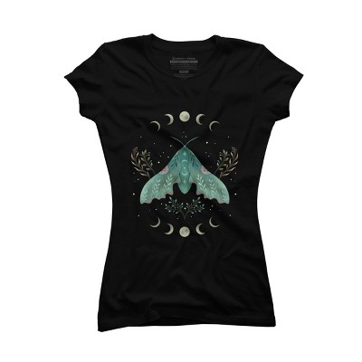 Junior's Design By Humans Luna and Moth By EpisodicDrawing T-Shirt