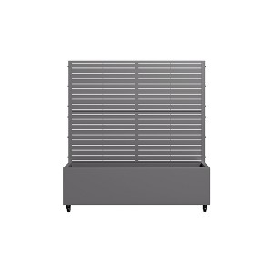 Lirago 4 ft. H x 4 ft. W Metal Planter Box privacy screen Garden Bed with Trellis and Wheels - Gray - 1 of 4