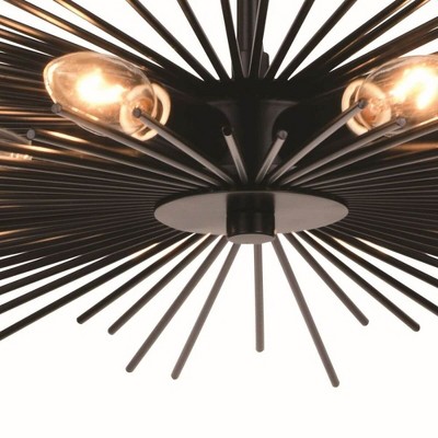 Nikko Matte Black 24" Mid-Century Modern Semi-Flush Mount Light