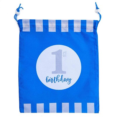 Blue Panda 12-Pack Baby Boy 1st First Birthday Party Favors Drawstring Gift Bags (Blue, 12 x 10 in)