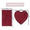 Bell Flower Collection Tufted Bath Rugs, Extra Soft and Absorbent, Non-Slip Bath Mats, Machine Washable Bath Mats,, 2 Piece Set with Heart, Red - 3 of 4