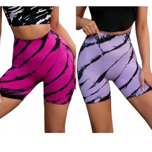 INSPIRE CHIC 2 Pcs Women's Tie Dye High Waisted Workout Running Fitness Thigh Slimmers - 1 of 4