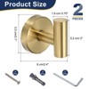Unique Bargains Stainless Steel Rust Resistant Wall Mount Bath Towel Hook 2 Pcs - 2 of 4