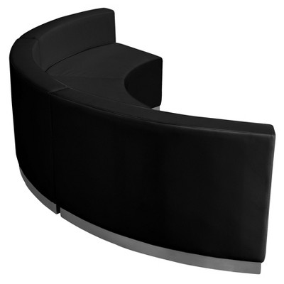 Elegant Black Faux Leather 3-Piece Reception Set with Metal Base