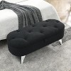 Storage Ottoman Bench with Metal Legs Safety Hinge Storage Chest Foot Rest Stool with Storage for Living Room Hallway Black - 3 of 4