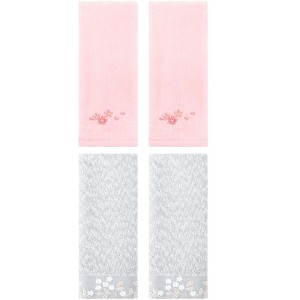 REGALWOVEN 4 Pcs 100% Cotton Floral Embroidered Soft Absorbent Decorative Hand Towel - 1 of 4