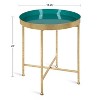Kate and Laurel Celia Round Metal Side Table, 18.25x18.25x22, Gold and Teal - 2 of 4