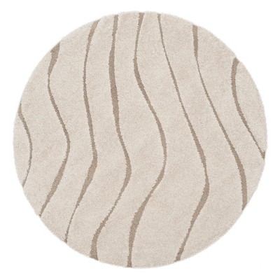 6'7"x6'7" Wave Loomed Round Area Rug Cream/Beige - Safavieh