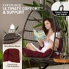SereneLife SWC888R.5 Hanging Egg Swing Chair with Stand—Rattan Wicker Egg-Shaped Swing, Waterproof Seat Cushion, and Headrest (Red) - 4 of 4