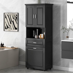 Tall Bathroom Storage Cabinet with Tilt-Out Laundry Hamper, Freestanding Organizer for Laundry Room or Bathroom-Maison Boucle - 1 of 4
