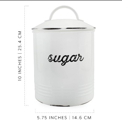 White Ceramic Retro Sugar Canister with Airtight Seal