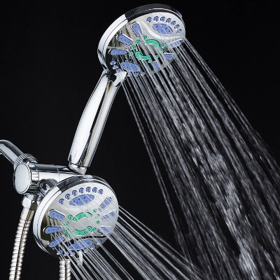 Chrome Dual Shower Head with Handheld and 48 Spray Settings