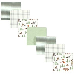 Hudson Baby Infant Boy Cotton Flannel Receiving Blankets Bundle, Forest Animals, One Size - 1 of 3
