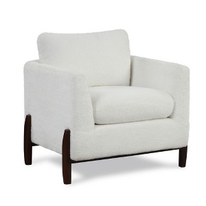 Ralston Accent Chair Cream: Lifestyle Solutions, Upholstered, Walnut Finish Legs, High-Density Foam - 1 of 4