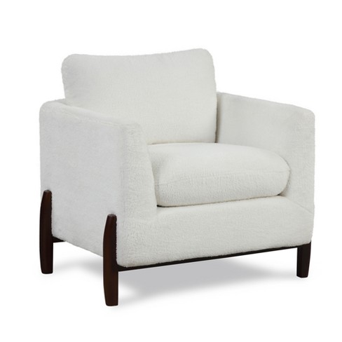 Ralston Accent Chair Cream: Lifestyle Solutions, Upholstered, Walnut Finish Legs, High-Density Foam - image 1 of 4