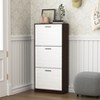 TIRAMISUBEST White 3-Drawer Shoe Cabinet - Narrow Flip-Door Storage Organizer for Entryway, Farmhouse Style - 2 of 4