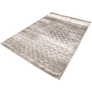 Home Mart Goods Dark Beige Taupe Geometric Diamonds Silky Glam Area Rug - 5' x 7' Feet - 1 of 4