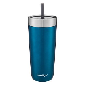 Contigo 18oz Stainless Steel Luxe Tumbler with Spill-Proof Lid and Straw Blue