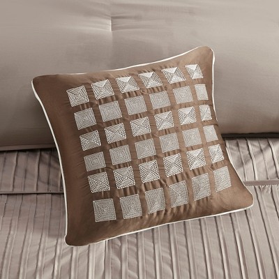 Trinity Taupe 7-Piece Polyester Charmeuse Queen Comforter Set
