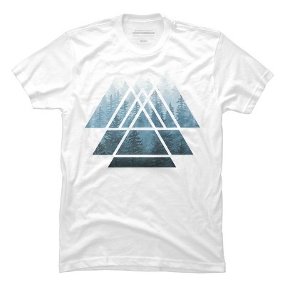 Men's Design By Humans Sacred Geometry Triangles - Misty Forest By Maryedenoa T-Shirt