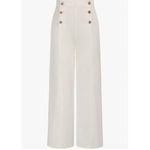 Women's High Waisted Wide Leg Jeans Button Decorated Casual Stretchy Demin Pants with Pockets - 1 of 1