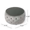 Sapphtopaz Velvet Ottoman with Glass Top, Upholstered Round Coffee Table with Button-Tufted Diamond Stitch, Foot Stool for Living Room, Bedroom - 2 of 4