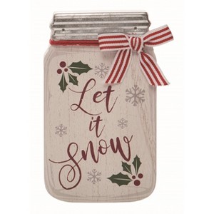 Transpac Wood White Christmas Jar Decor - 1 of 2