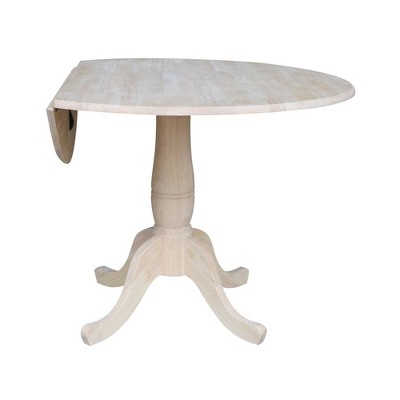 42" Round White Wood Extendable Dining Table