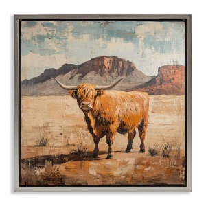 Stupell Industries Cow Of The Desert Floating Frame Canvas Art - 1 of 4