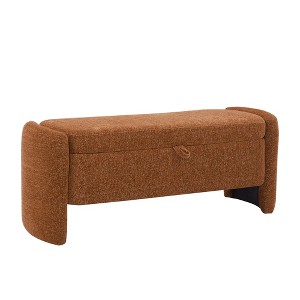 Zeus & Ruta Chenille Fabric Bench with Large Storage Space - 1 of 4