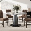 Roundhill Furniture Cavira Modern Faux Marble Dining Table with Wood Pedestal Base - 2 of 4