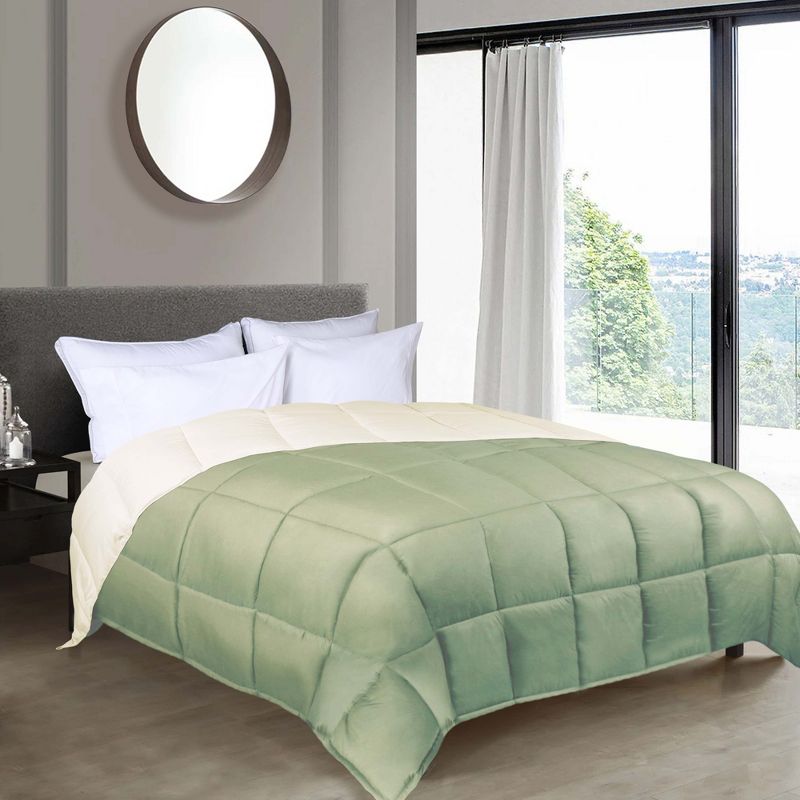Brushed Microfiber Reversible Comforter Medium Weight Down Alternative Bedding by Blue Nile Mills, 2 of 7