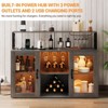 Bar Cabinet with LED Lights & USB Ports - Wine & Liquor Cabinet for Home, Rustic Farmhouse Style, Alcohol, Glass Holder,Grey - 3 of 4