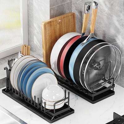 2 sets of multifunctional carbon steel drying racks for storing plates, pots, pans, and kitchen lids