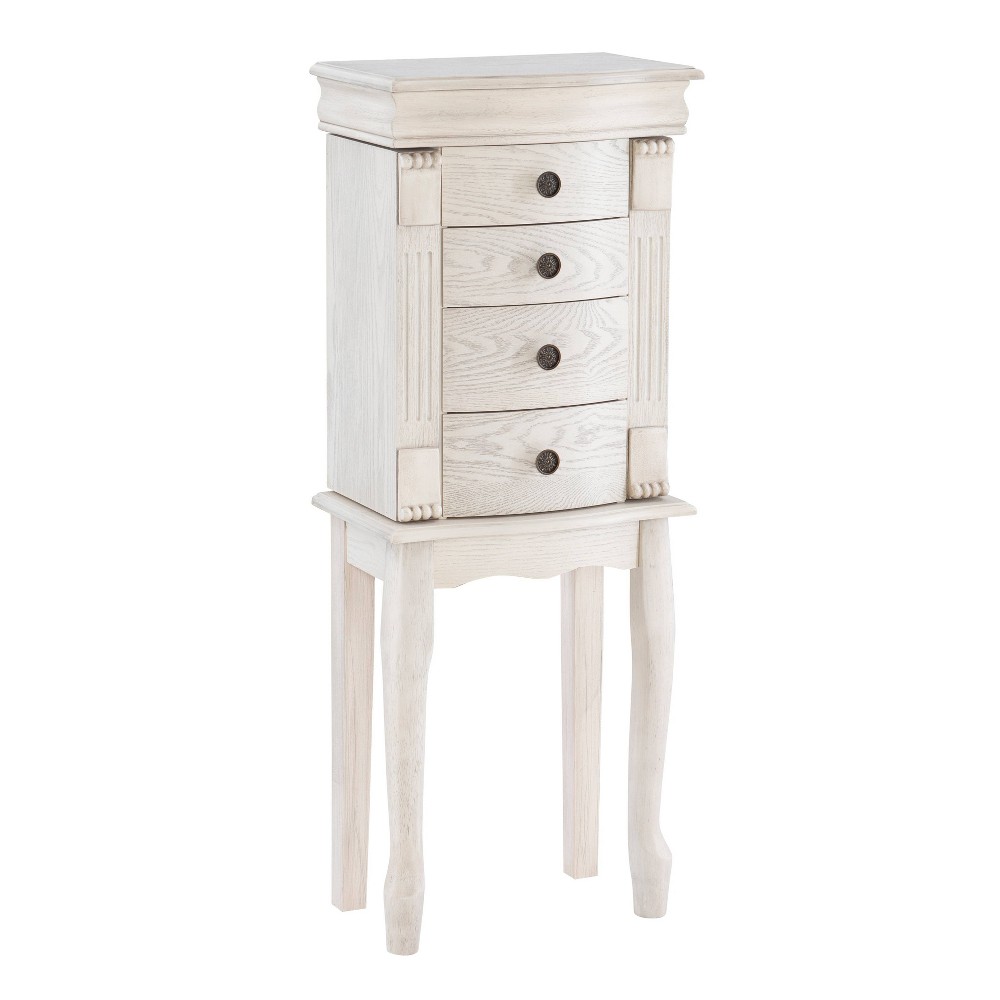 Photos - Wardrobe Helene Traditional Wood 4 Lined Drawer Jewelry Armoire Off-White - Powell