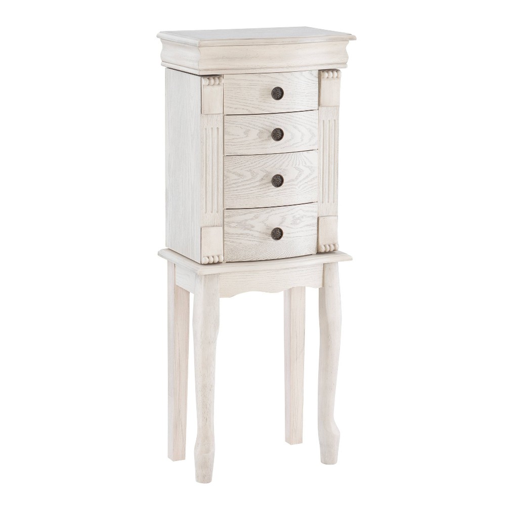 Photos - Wardrobe Helene Traditional Wood 4 Lined Drawer Jewelry Armoire Off-White - Powell: