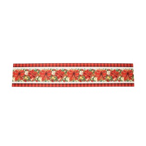 Unique Bargains Christmas Table Runner Polyester Red Beige Yellow Green 71x14 Inch 1 Pc - 1 of 4