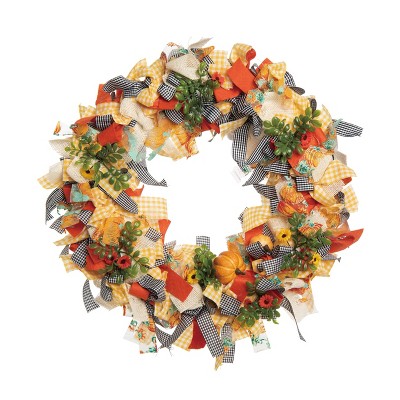 Transpac Foam 21.26 in. Multicolored Harvest Blessings Wreath