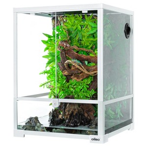 OiiBO Reptile Glass Terrarium, 18" x 18" x 24" Front Opening Terrarium with Double Hinge Door - 1 of 4