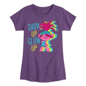 Girls' - Trolls - Show Up Glow Up Poppy Fitted Short Sleeve Graphic T-Shirt - 1 of 4