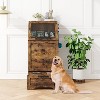 Flip Top Dog Food Storage Container, Wood Pet Storage Cabinet with 2 Pull-Out Elevated Dog Bowls - 2 of 4
