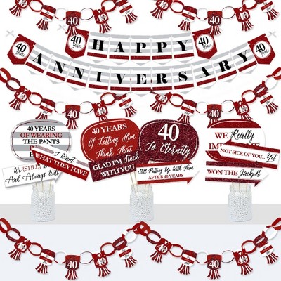 Big Dot of Happiness We Still Do - 40th Wedding Anniversary - Banner and Photo Booth Decorations - Anniversary Party Supplies Kit - Doterrific Bundle