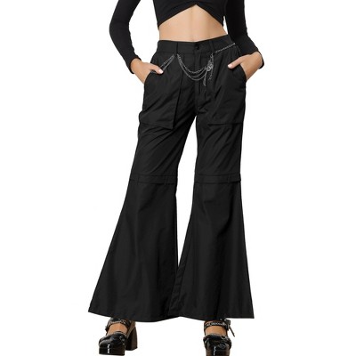 Allegra K Women's Cargo Baggy High Waisted Wide Leg Casual Pants Black  X-Small