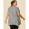 Agnes Orinda Women's Plus Size Ribbed Knit Asymmetrical Hem Crew Neck Short Sleeve Flowy Casual Tunic Tops - 4 of 4